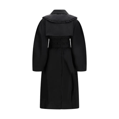 Overcoat by Ganni for women in nylon black features a contemporary silhouette showcasing a contemporary and refined for a sophisticated finish.