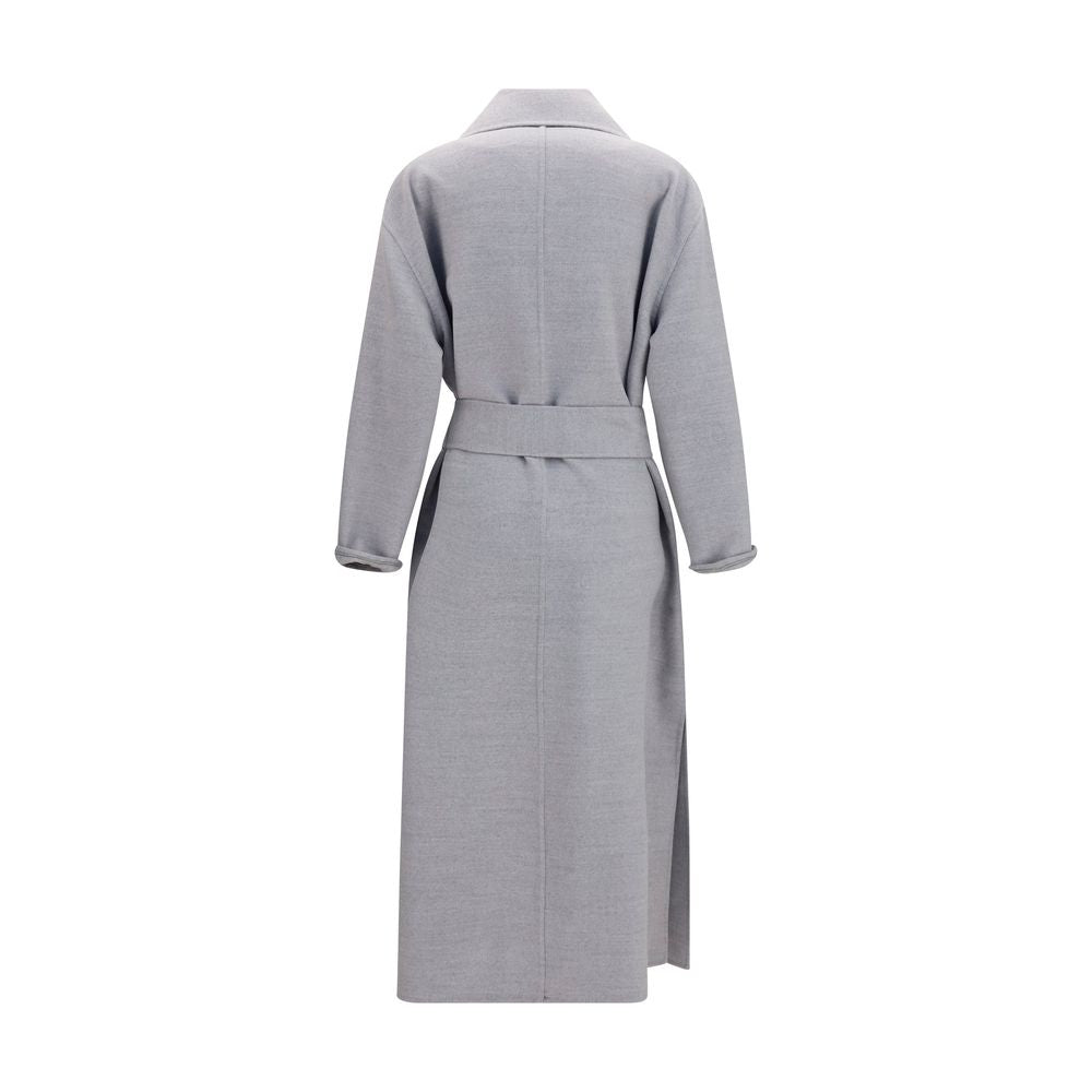 Overcoat by Fabiana Filippi for women in merino wool gray features a cosy chic silhouette, artfully detailed with a sophisticated and premium pockets for a cosy chic finish.