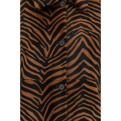 Overcoat by P.A.R.O.S.H. for women in leather multicolor, leopard-print & print features an satoral silhouette, showcasing a sophisticated and satoral pockets for a premium, timeless look.