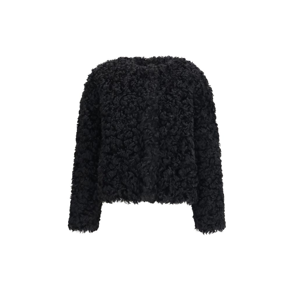 Overcoat by Kristina Ti for women in polyester black features an satoral silhouette, showcasing a sophisticated and satoral pockets for a premium, timeless look.