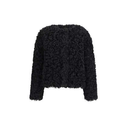 Overcoat by Kristina Ti for women in polyester black features an satoral silhouette, showcasing a sophisticated and satoral pockets for a premium, timeless look.