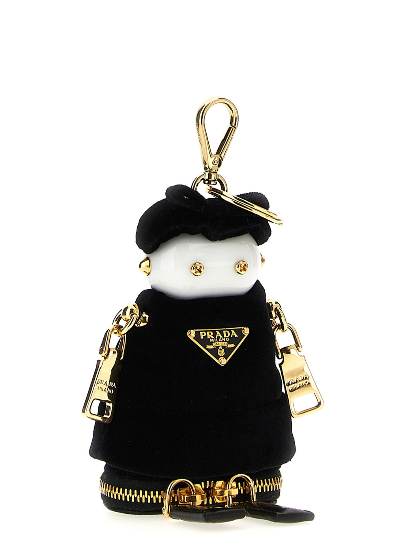 Prada Black Stainless Steel Keychain