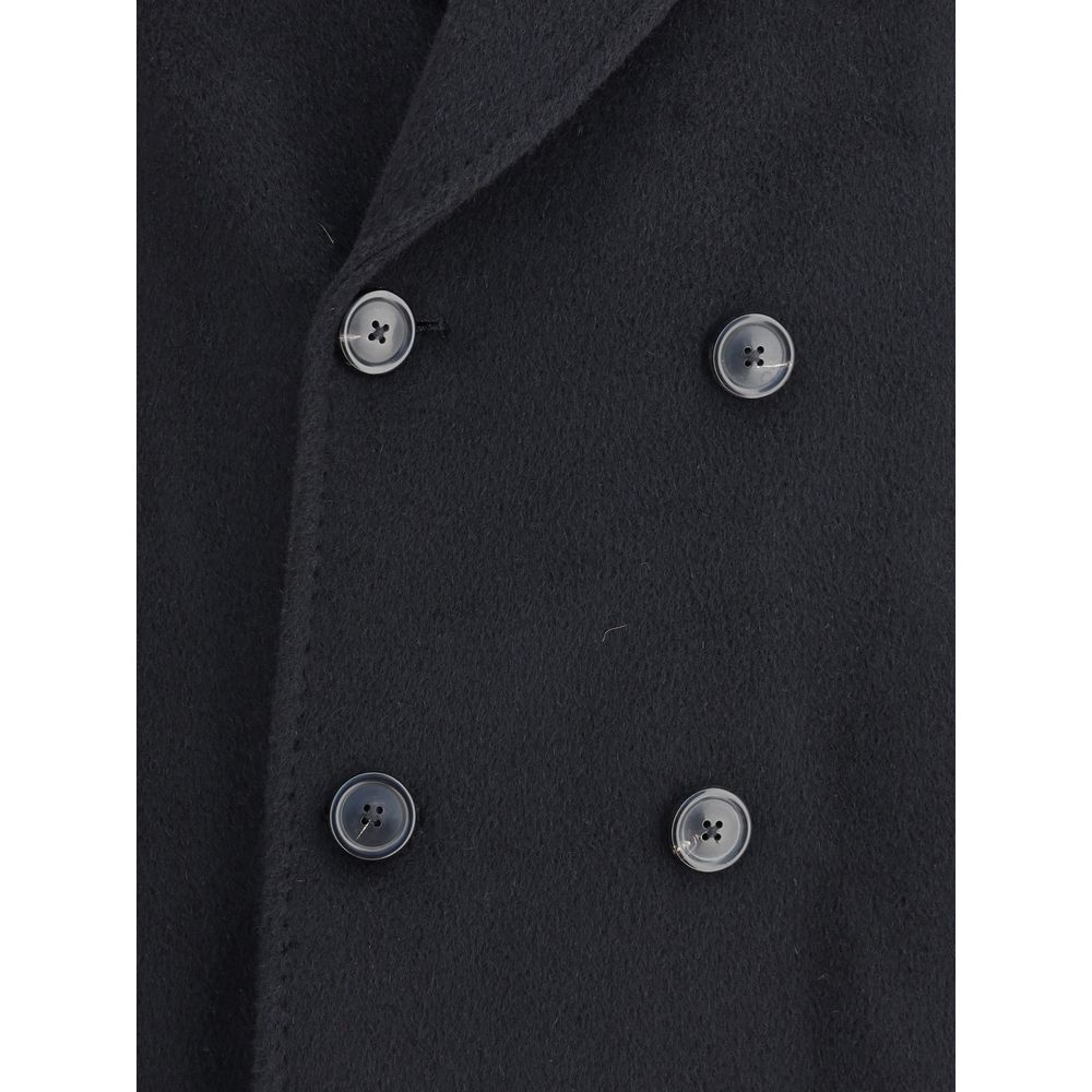Overcoat by Our Legacy for men in mohair wool & polyamide black showcases a enveloping silhouette, detailed with distinctive pockets and a enveloping .