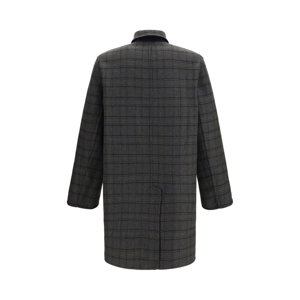 Overcoat by Etro for men in polyamide & merino wool blue features a contemporary silhouette showcasing a contemporary v-neck neckline and refined pockets for a sophisticated finish.