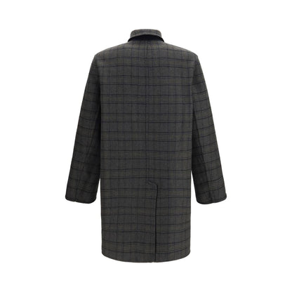 Overcoat by Etro for men in polyamide & merino wool blue features a contemporary silhouette showcasing a contemporary v-neck neckline and refined pockets for a sophisticated finish.