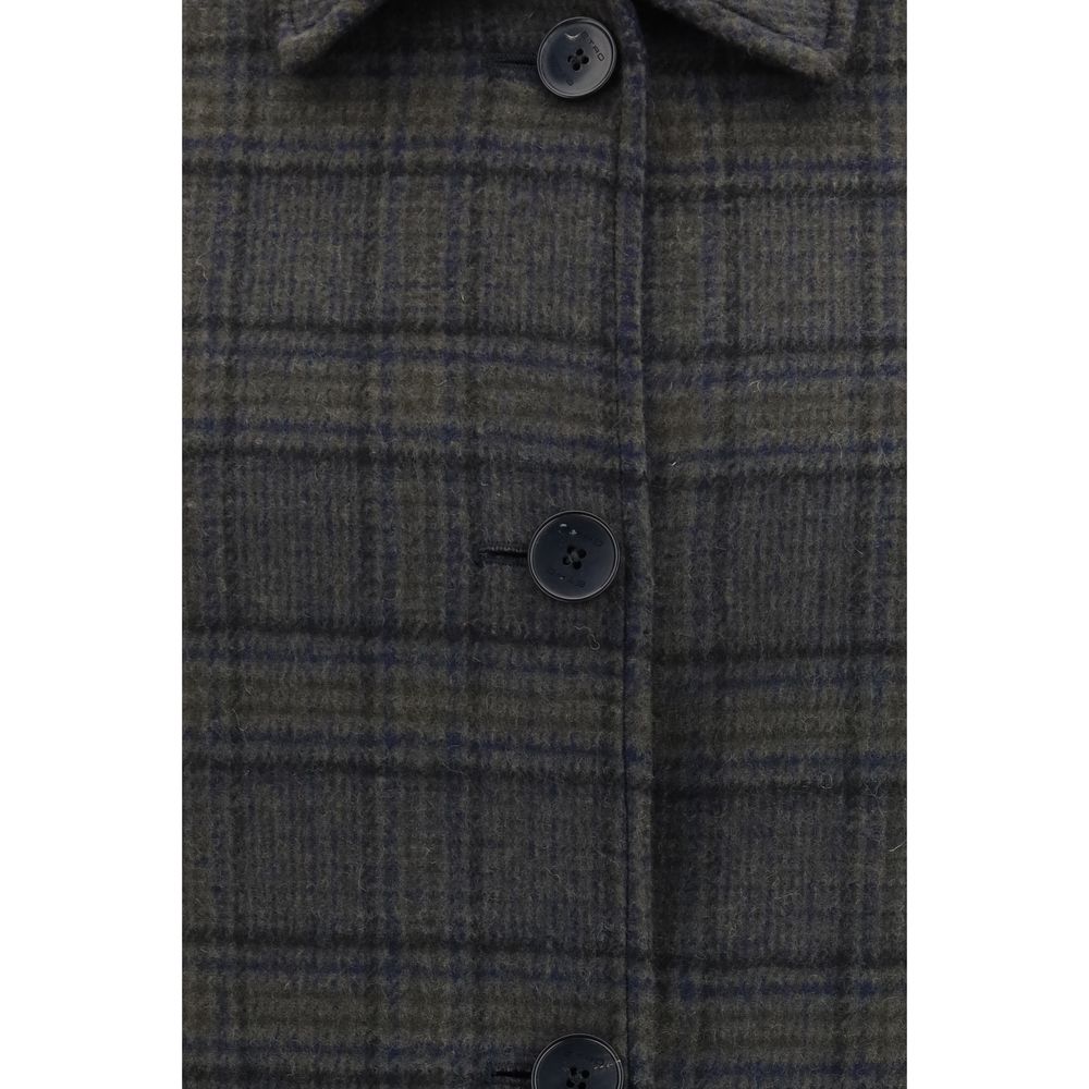 Overcoat by Etro for men in polyamide & merino wool blue features an satoral silhouette, showcasing a sophisticated and satoral pockets for a premium, timeless look.