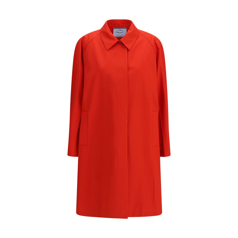 Overcoat by Prada for women in cotton polyester multicolor showcases a enveloping silhouette, detailed with distinctive pockets and a enveloping .