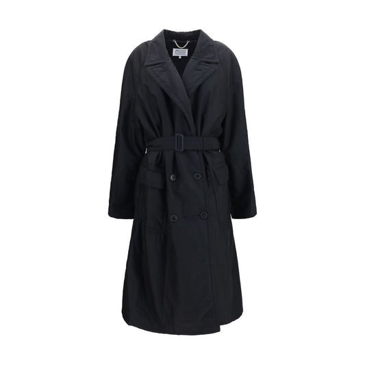 Overcoat by Maison Margiela for women in polyamide wool black features an satoral silhouette, showcasing a sophisticated and satoral pockets & insulated for a premium, timeless look.