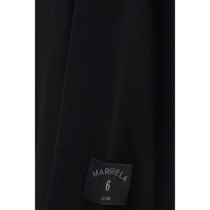 Overcoat by MM6 for men in wool black, white, jacquard & signature features an voluminous silhouette, showcasing distinct and a voluminous for a truly voluminous aesthetic.