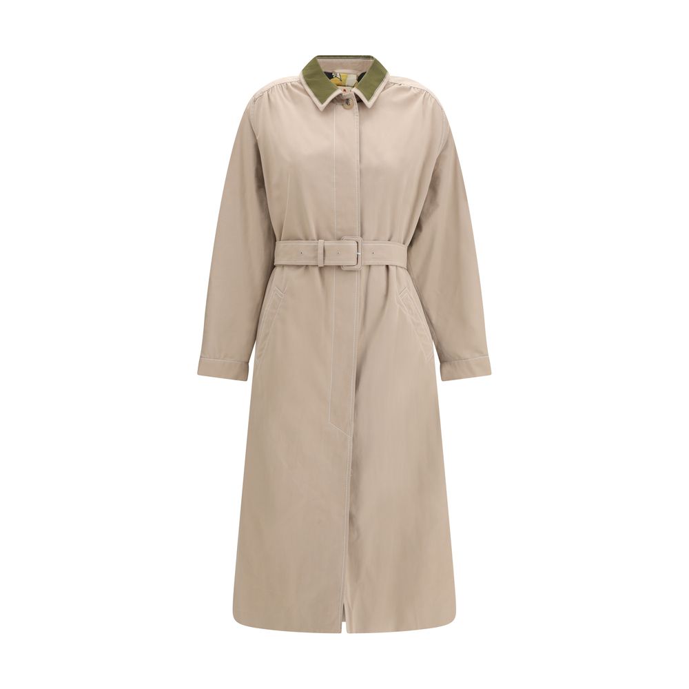 Trench Coat by Marni for women in polyamide leather viscose & cotton multicolor presents a distinguished silhouette, artfully detailed with pockets and a distinguished for a sophisticated, distinguished finish.