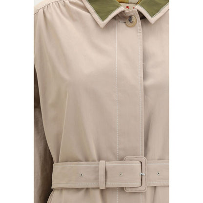 Trench Coat by Marni for women in polyamide leather viscose & cotton multicolor features an dramatic silhouette, perfectly showcasing the elegant and sophisticated pockets for a truly dramatic aesthetic.