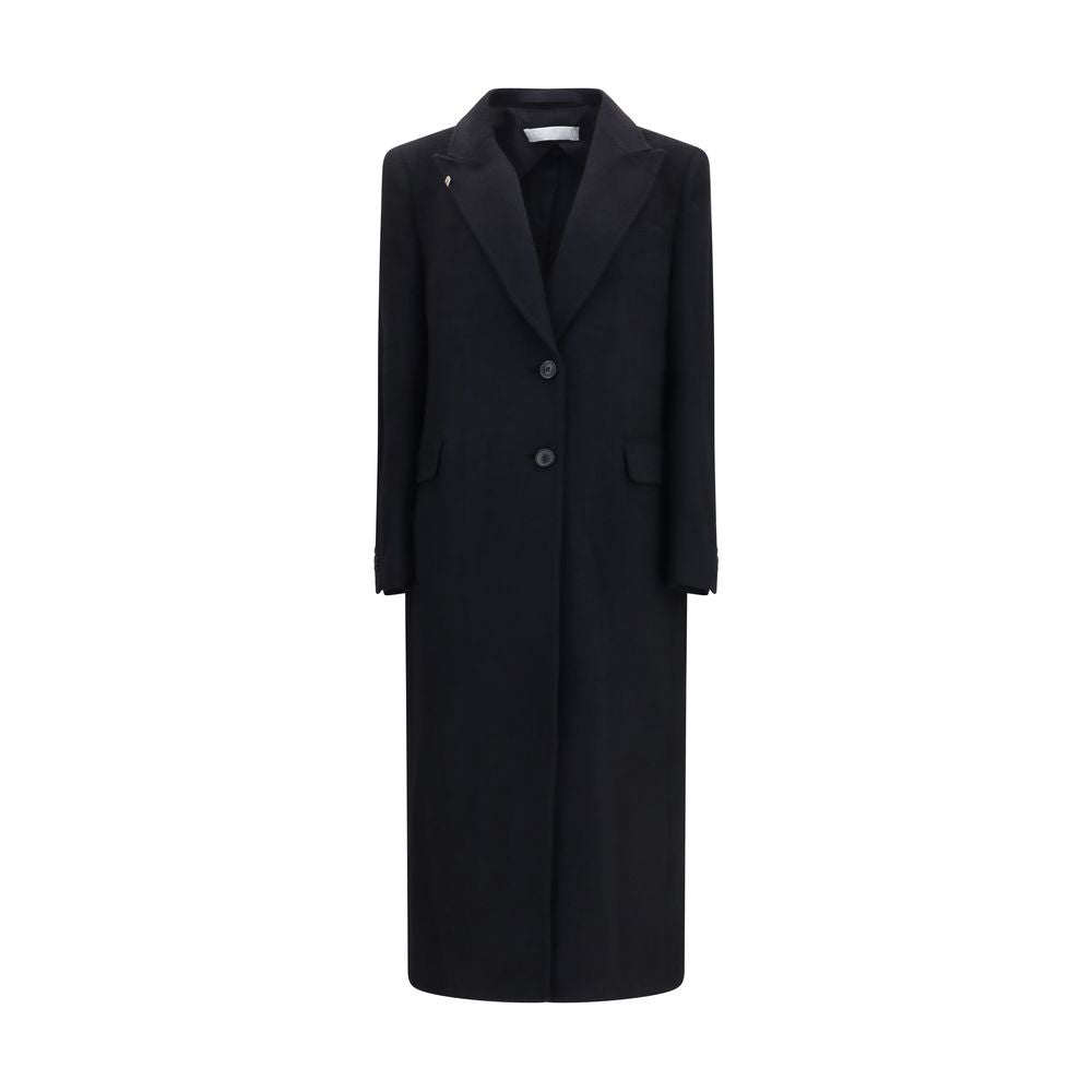 Overcoat by Our Legacy for women in mohair wool & polyamide black & horn features a contemporary silhouette showcasing a contemporary lapel neckline and refined pockets for a sophisticated finish.