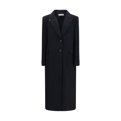 Overcoat by Our Legacy for women in mohair wool & polyamide black & horn features a contemporary silhouette showcasing a contemporary lapel neckline and refined pockets for a sophisticated finish.