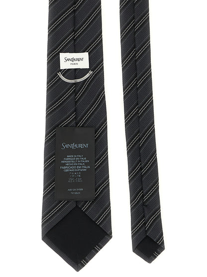 Saint Laurent Gray Silk Tie