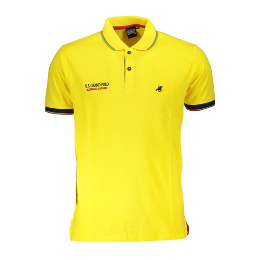 Polo Shirt by U.S. Grand Polo for men in cotton yellow showcases a sharp silhouette, detailed with a refined and sharp for a sophisticated finish.