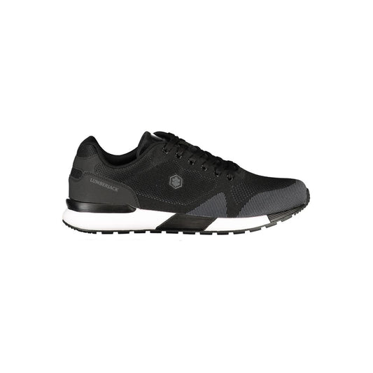 Athletic Sneakers by Lumberjack for men in polyester black & print showcases a architectural silhouette, artfully capturing the essence of the Men's Athletic Polyester Sneakers with its signature architectural athletic style construction.