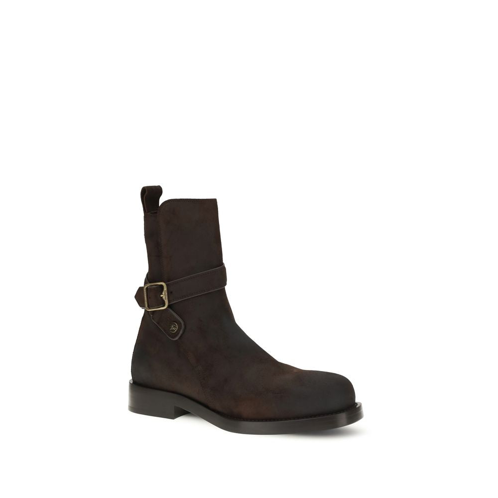 Lace-Up Strap Boots by Burberry for men in bos taurus calf leather blue & brown showcases a impeccable silhouette as Men's Bos Taurus Calf Leather Lace-Up Strap Boots, artfully defined by a impeccable and a impeccable round toe style.