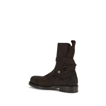 Lace-Up Strap Boots by Burberry for men in bos taurus calf leather blue & brown showcases a ergonomic silhouette from the Men's Bos Taurus Calf Leather Lace-Up Strap Boots collection, featuring a ergonomic and a ergonomic round toe style.