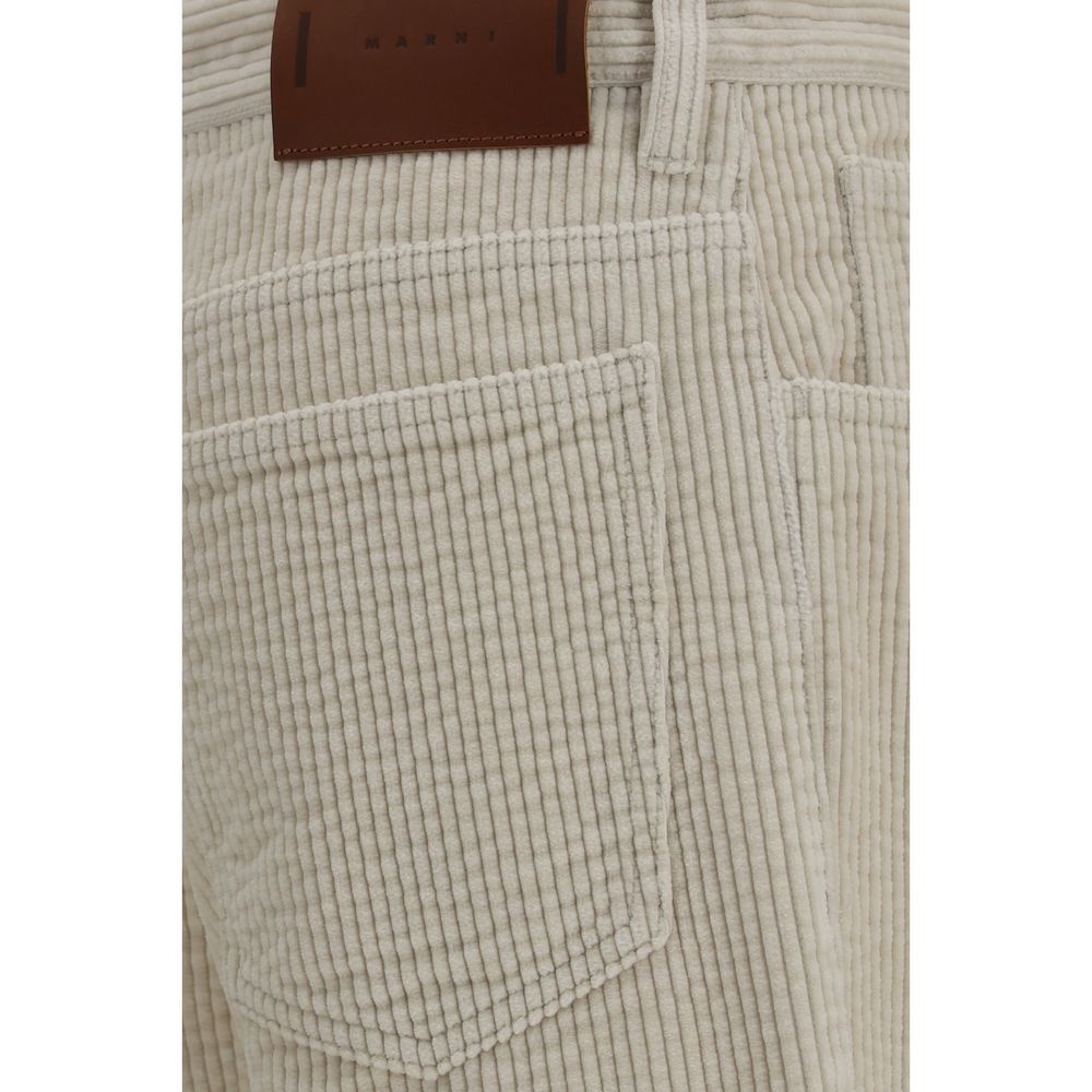 Trousers by Marni for women in cotton corduroy beige features an on trend silhouette, showcasing a sophisticated flared & regular-fit with a long and for an on trend finish.
