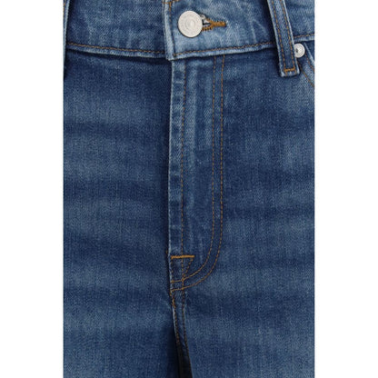 Jeans by 7FOR for women in denim cotton blue presents a refined pantology silhouette, artfully defined by a refined pantology relaxed-fit, regular-fit & wide, long, and a sophisticated .