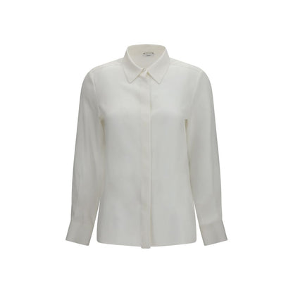 Dress Shirt by Lardini for women in silk white, featuring a nuanced long-sleeve and nuanced for a sophisticated finish.