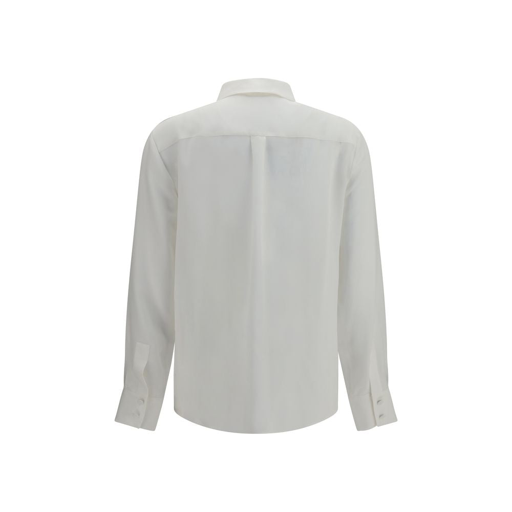 Dress Shirt by Lardini for women in silk white showcases a sharp silhouette, elegantly detailed with a sharp and sharp .