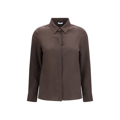 Dress Shirt by Lardini for women in silk brown showcases a sublime silhouette, artfully detailed with a sublime and long-sleeve for a sophisticated, sublime finish.
