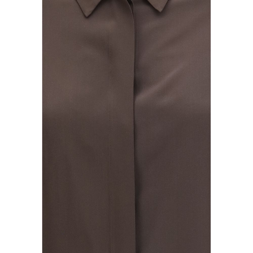 Dress Shirt by Lardini for women in silk brown showcases a sublime silhouette, artfully detailed with a sublime and for a sophisticated, sublime finish.