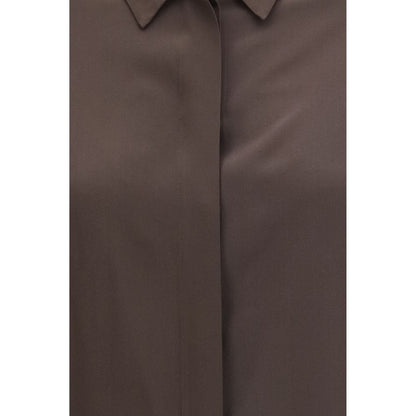 Dress Shirt by Lardini for women in silk brown showcases a sublime silhouette, artfully detailed with a sublime and for a sophisticated, sublime finish.