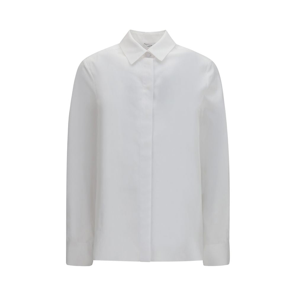 Dress Shirt by Lardini for women in cotton pearl & white showcases a sharp silhouette, elegantly detailed with a sharp and sharp .