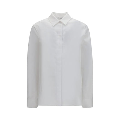 Dress Shirt by Lardini for women in cotton pearl & white showcases a sharp silhouette, elegantly detailed with a sharp and sharp .
