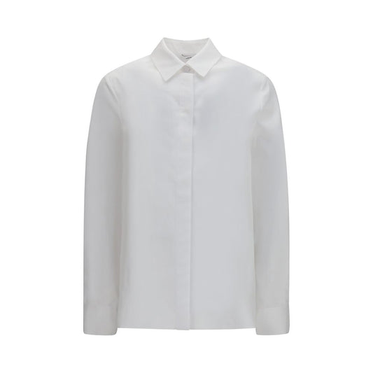 Dress Shirt by Lardini for women in cotton pearl & white showcases a sharp silhouette, elegantly detailed with a sharp and sharp .