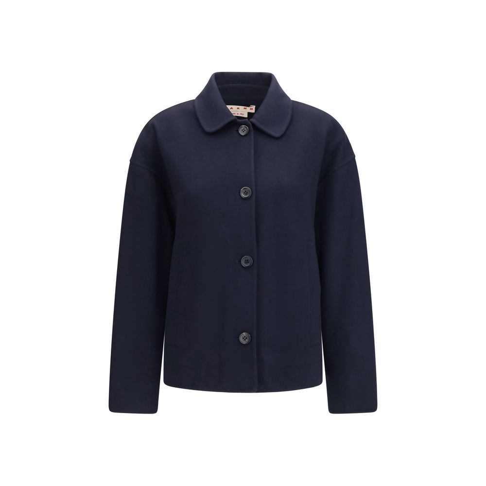 Jacket by Marni for women in wool blue presents a authentic silhouette, artfully detailed with a authentic and functional pockets for a premium authentic finish.