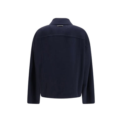 Jacket by Marni for women in wool blue presents a impeccable silhouette, showcasing distinct pockets and a impeccable for a sophisticated finish.