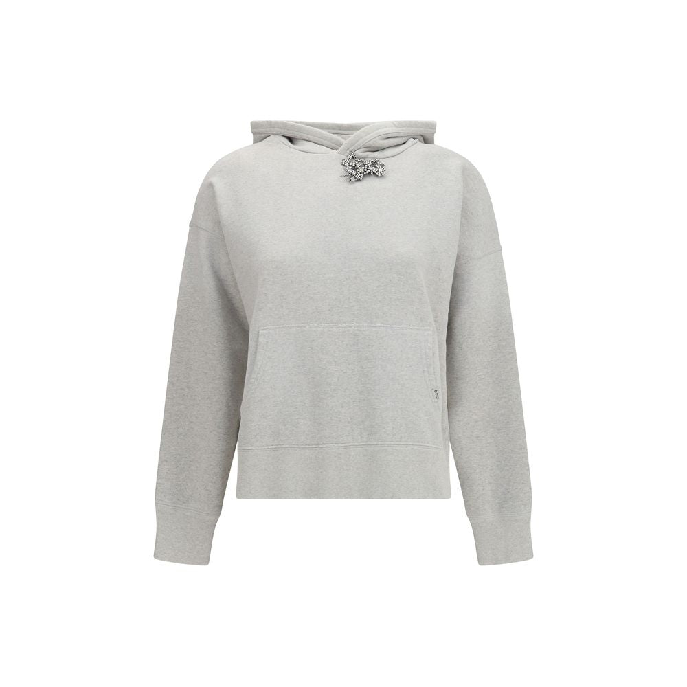 Sweatshirt Hoodie by Prada for women in cotton gray showcases a city-ready silhouette, artfully detailed with a signature hooded neckline and long-sleeve for a city-ready finish.