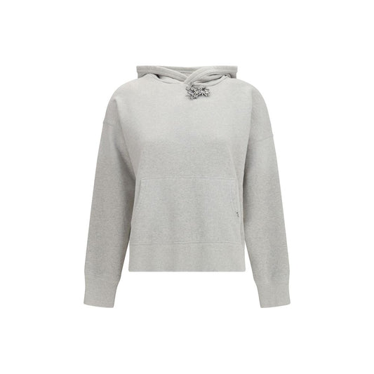 Sweatshirt Hoodie by Prada for women in cotton gray showcases a city-ready silhouette, artfully detailed with a signature hooded neckline and long-sleeve for a city-ready finish.