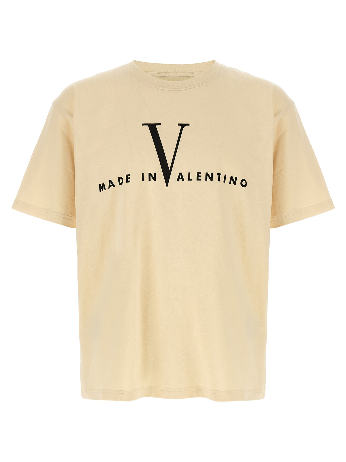 T-Shirt by Valentino Garavani for men in cotton beige & print features a plush silhouette, showcasing a sophisticated crew neckline and short-sleeve for a truly plush finish.