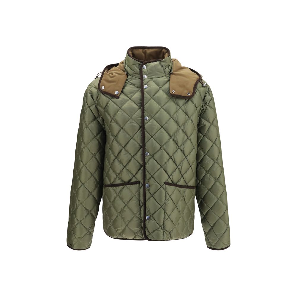 Hooded Puffer Jacket by Moncler for men in polyamide velvet & goose-down multicolor showcases a bohemian silhouette, artfully detailed with a bohemian hooded neckline and signature pockets, hooded & insulated for a truly bohemian finish.