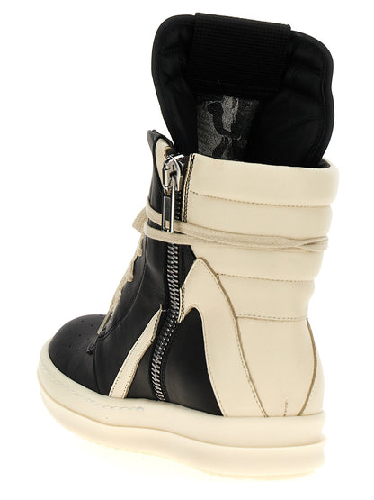 Rick Owens Bicolor Calfskin Athletic Sneakers