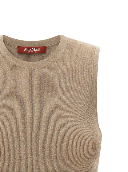 Max Mara Beige Polyamide Sleeveles T-Shirt