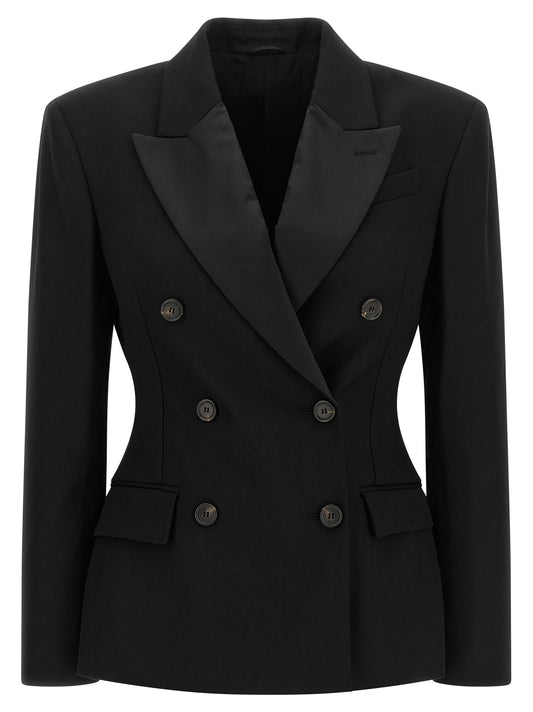 Blazer by Brunello Cucinelli for women in horn satin & virgin wool black & horn features an stylish silhouette, showcasing a sophisticated and stylish for a truly stylish finish.