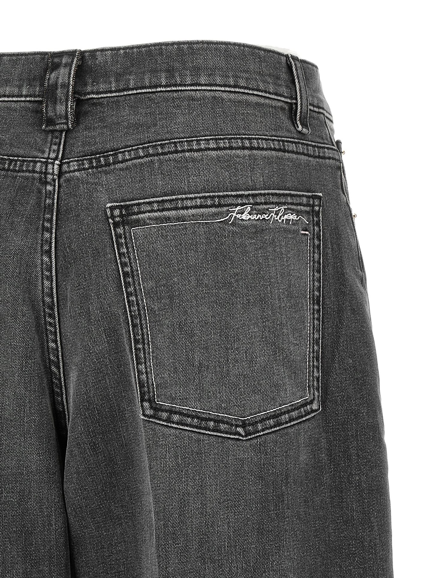 Fabiana Filippi Gray Cotton Relaxed Fit Jeans