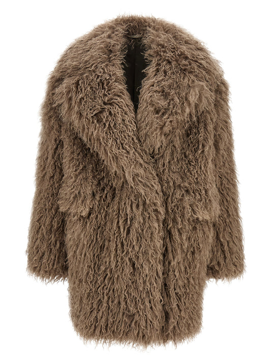 Overcoat by Tagliatore for women in polyester fur gray showcases a architectural silhouette, artfully detailed with a distinctive and functional pockets for a architectural finish.