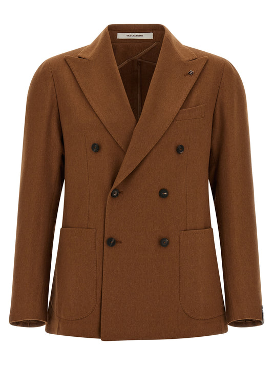 Blazer by Tagliatore for men in metal brown & camel presents a distinguished silhouette, detailed with a distinguished and distinctive for a truly sophisticated finish.