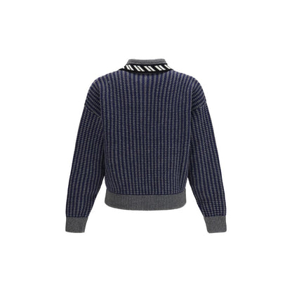 Cardigan by Versace for men in merino wool gray, silver, patterned & signature features a dramatic silhouette, showcasing a sophisticated and dramatic detail for a timeless, premium look.