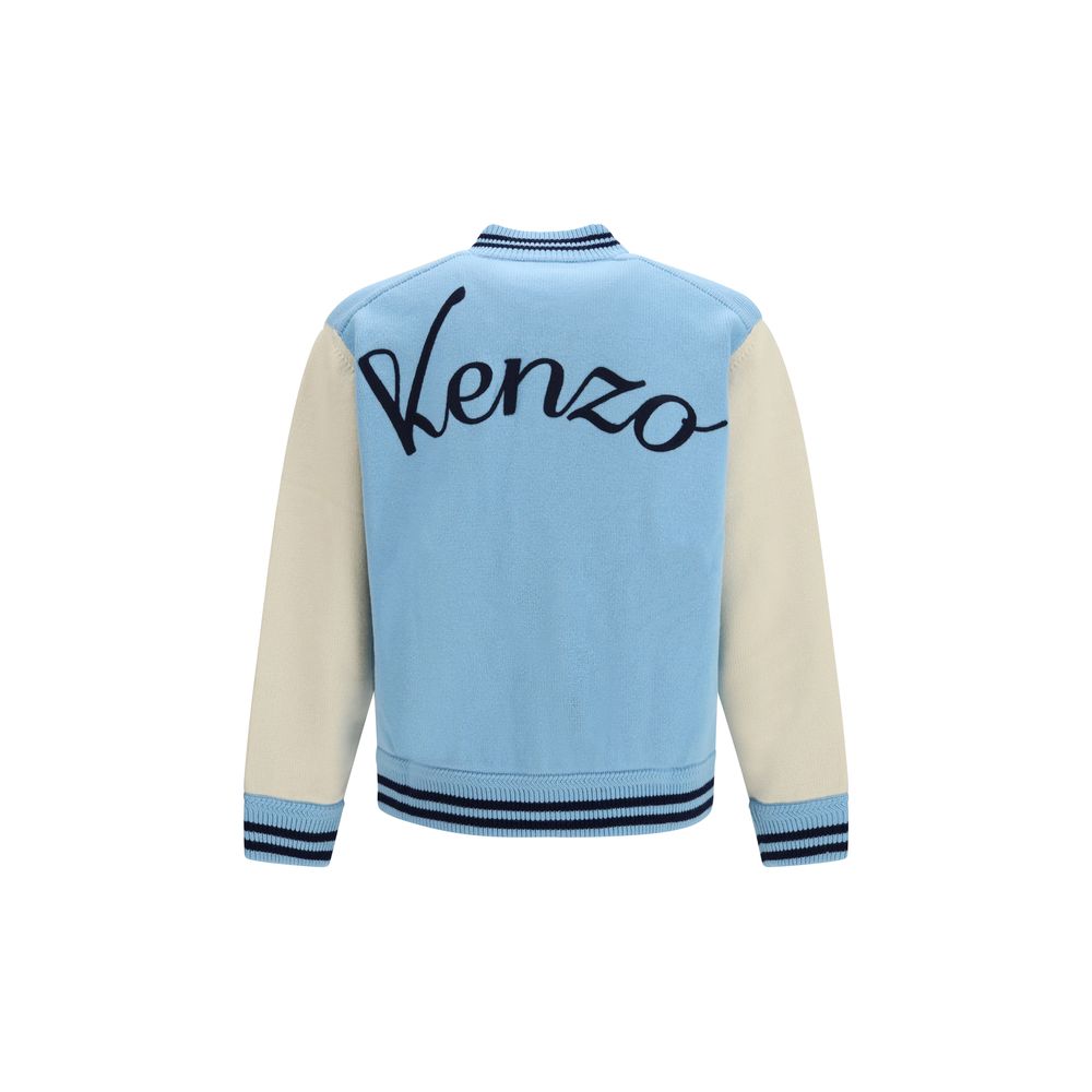 Bomber Jacket by Kenzo for men in merino wool blue, pearl & striped features an contemporary silhouette, showcasing a sophisticated and contemporary pockets for a truly refined look.