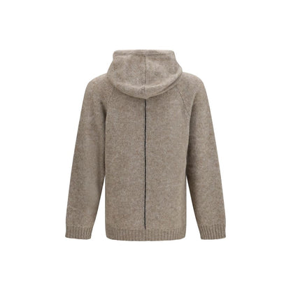 Sweatshirt Hoodie by Giorgio Armani for men in polyamide merino & alpaca wool beige features an luminous silhouette, showcasing a sophisticated hooded neckline and for a truly luminous look.