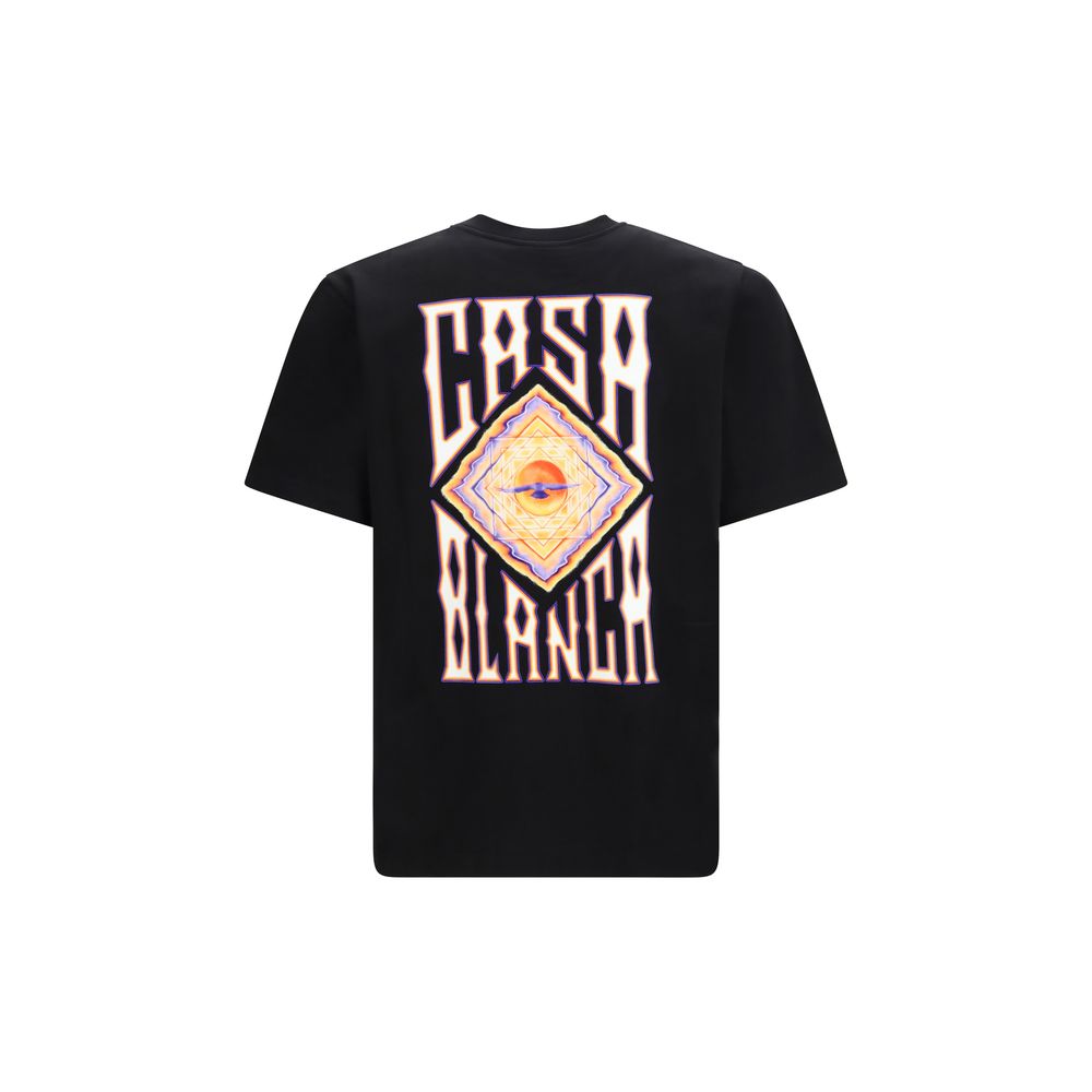 T-Shirt by Casablanca for men in cotton black & print showcases a chic silhouette, artfully detailed with a chic crew neckline and for a chic finish.