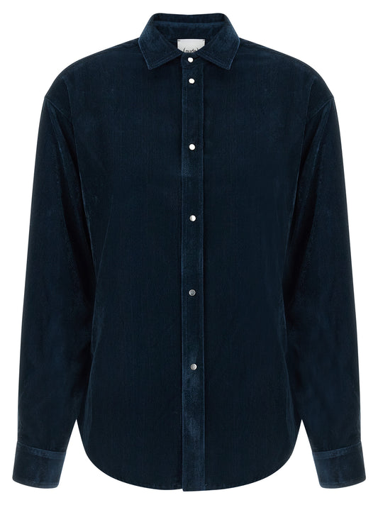 Blouse by NUDE for women in denim & viscose navy, nude & silver showcases a sleek silhouette, elegantly detailed with a sleek and for a sleek finish.