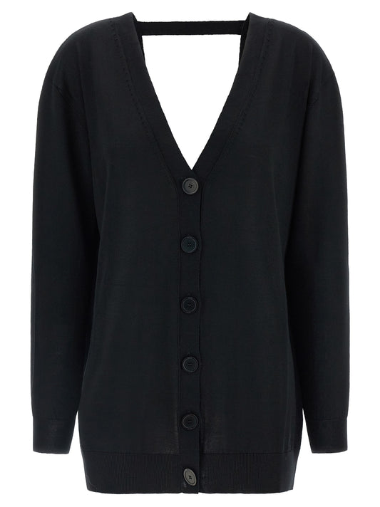 Cardigan by NUDE for women in wool black & nude showcases a luxurious silhouette, meticulously detailed with a sophisticated v-neck neckline and for a refined finish.